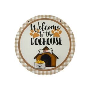 8” Welcome to the Doghouse Wood Sign Dog Lovers, Wreaths, Wall, Door Home Decor